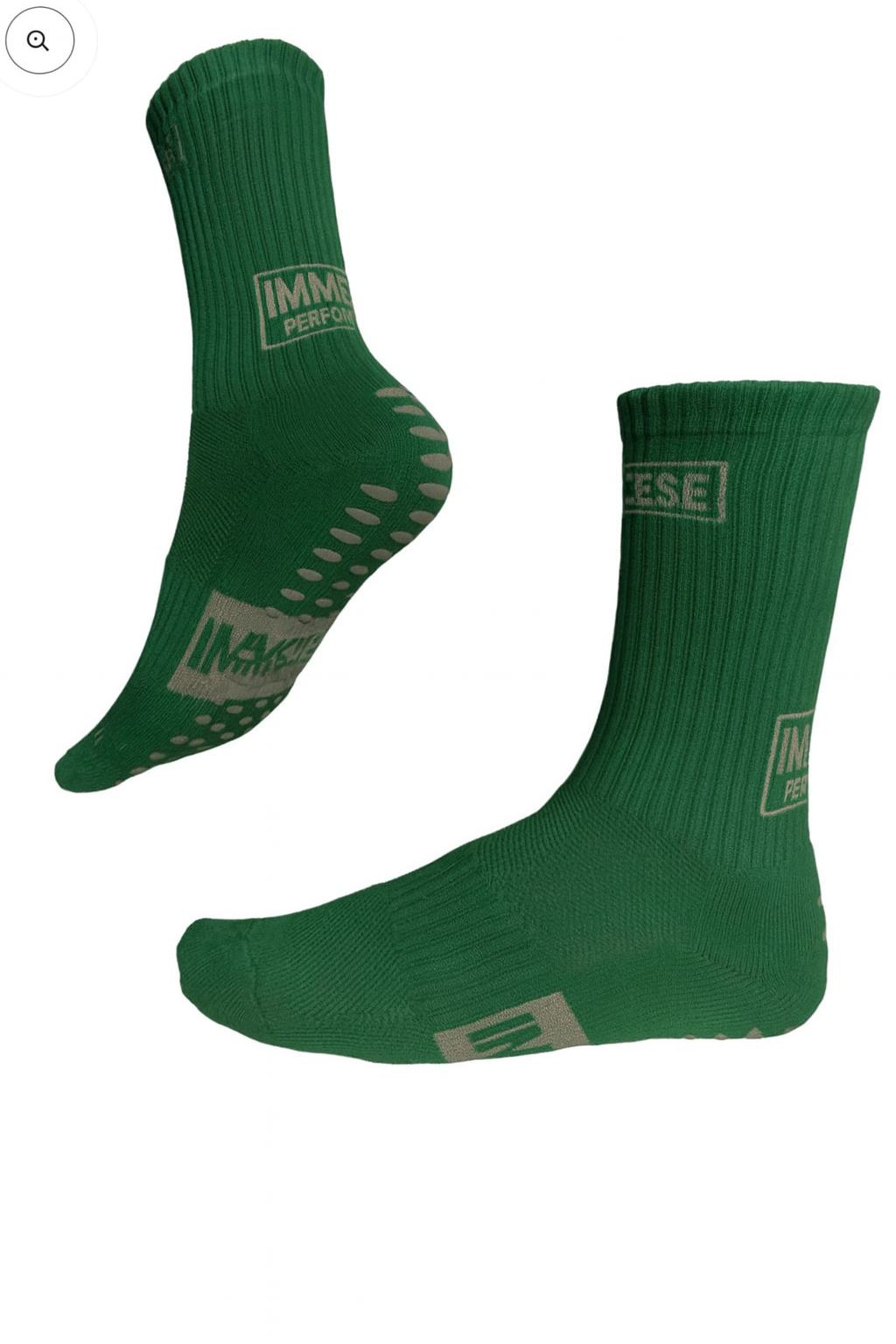 Immerse GRIP Crew Green grip socks side view