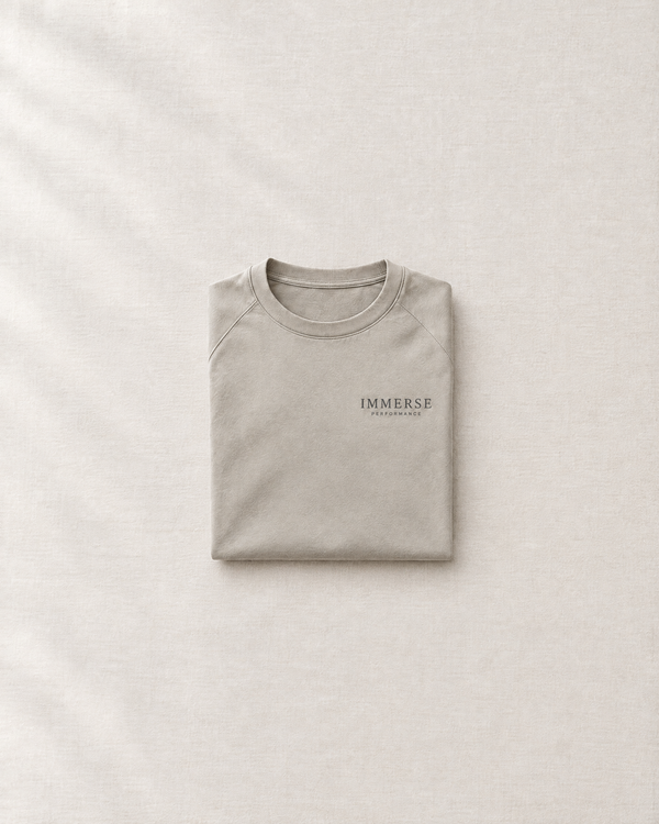 The Immerse stone tee, folded